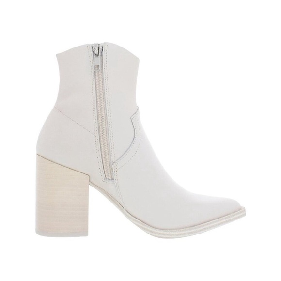 Steve Madden Cate Bone Leather Bootie Block Heel Pointed Toe Boot Sz 8 NEW - Picture 4 of 11